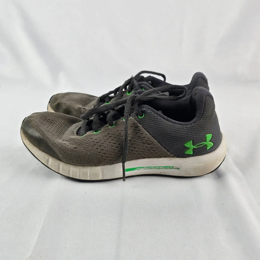 Under Armour Micro G Pursuit Running Shoes‎ Kids 4Y Gray Lime Green Lightweight